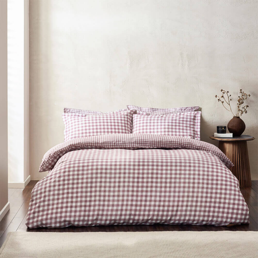 Yard Barton Berry Check Reversible Duvet Cover Set